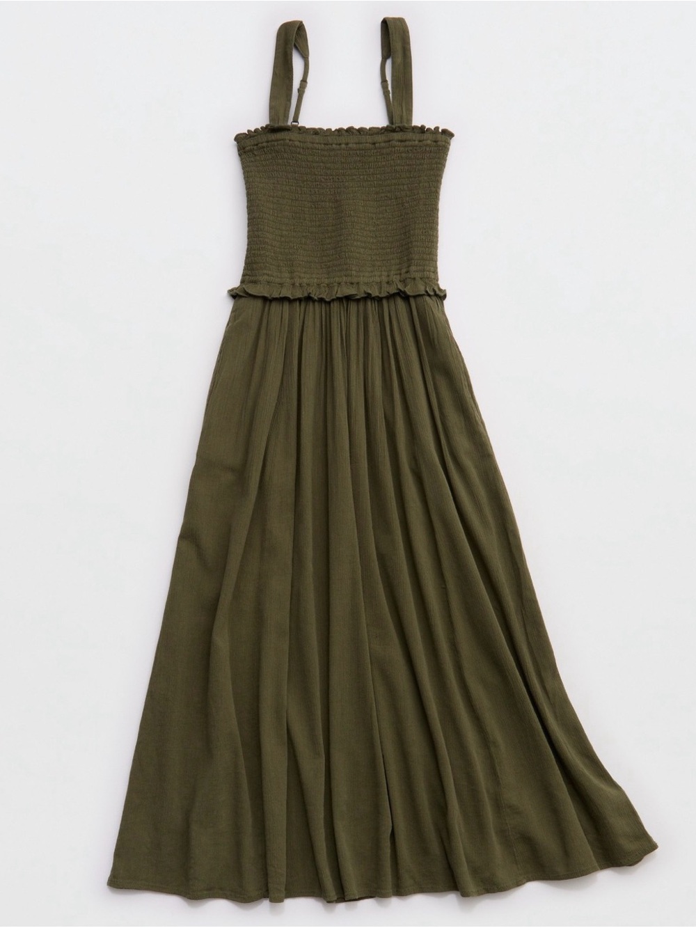 NWT American Eagle Aerie Smocked Maxi Midi Dress in Olive Green sold out online!